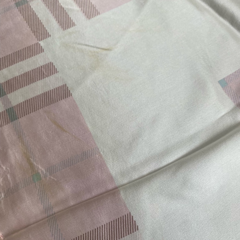 Authentic Burberry Pink Black Nova Check Plaid Print Silk Scarf - Picture 5 of 11